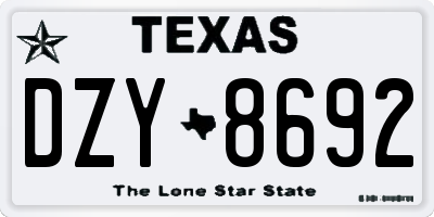 TX license plate DZY8692