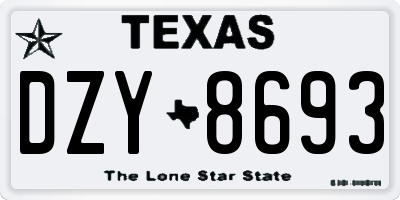 TX license plate DZY8693