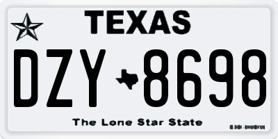 TX license plate DZY8698