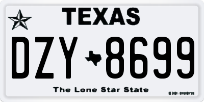 TX license plate DZY8699