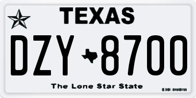 TX license plate DZY8700