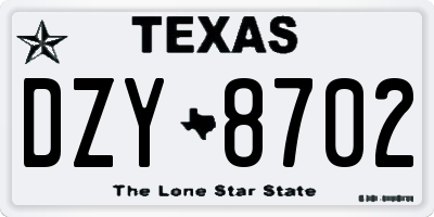 TX license plate DZY8702