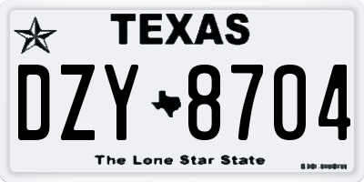 TX license plate DZY8704