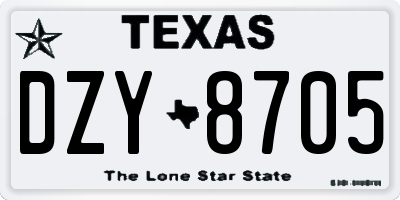 TX license plate DZY8705