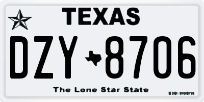 TX license plate DZY8706