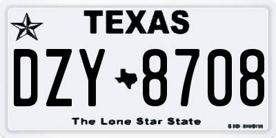 TX license plate DZY8708