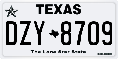 TX license plate DZY8709