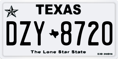 TX license plate DZY8720