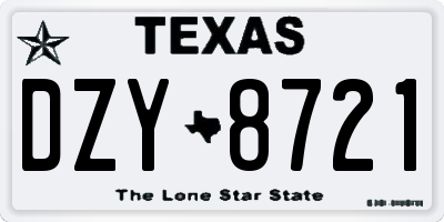 TX license plate DZY8721