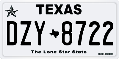 TX license plate DZY8722