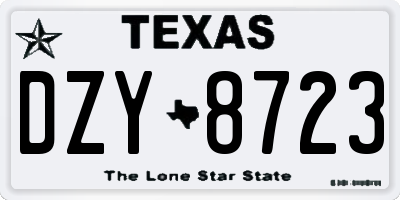 TX license plate DZY8723