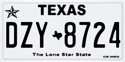 TX license plate DZY8724