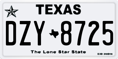 TX license plate DZY8725