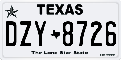 TX license plate DZY8726