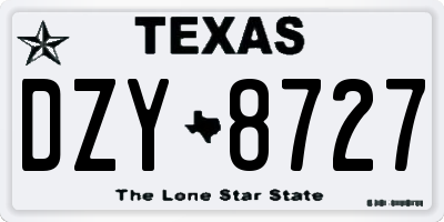 TX license plate DZY8727