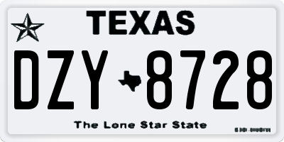 TX license plate DZY8728