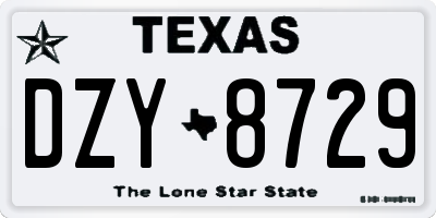 TX license plate DZY8729