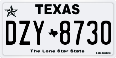 TX license plate DZY8730