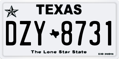 TX license plate DZY8731