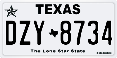 TX license plate DZY8734