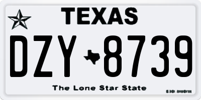 TX license plate DZY8739