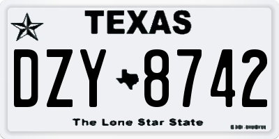 TX license plate DZY8742