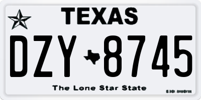 TX license plate DZY8745