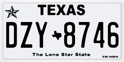 TX license plate DZY8746