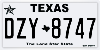 TX license plate DZY8747