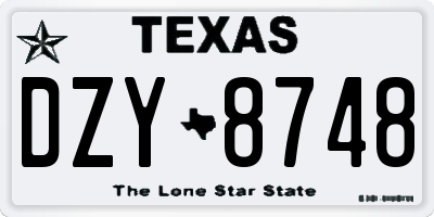 TX license plate DZY8748