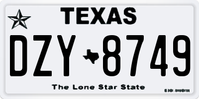 TX license plate DZY8749