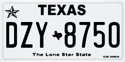 TX license plate DZY8750