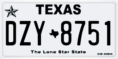 TX license plate DZY8751