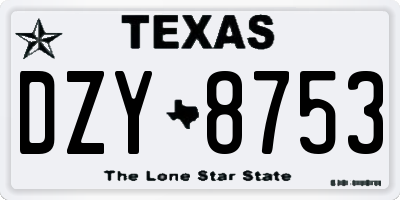 TX license plate DZY8753