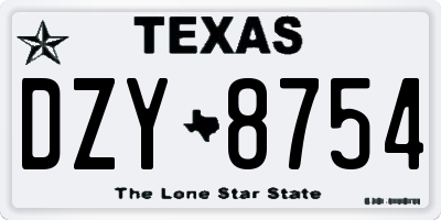 TX license plate DZY8754