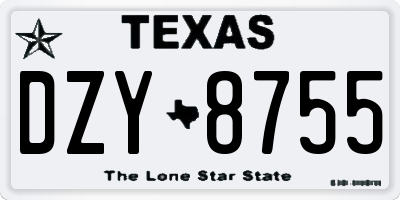 TX license plate DZY8755