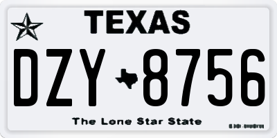 TX license plate DZY8756