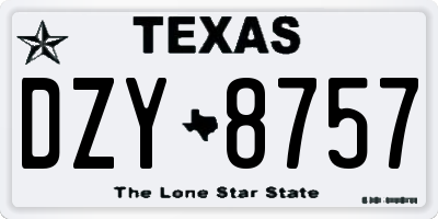 TX license plate DZY8757