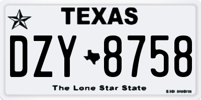 TX license plate DZY8758