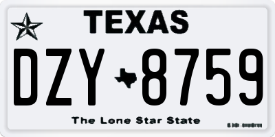 TX license plate DZY8759