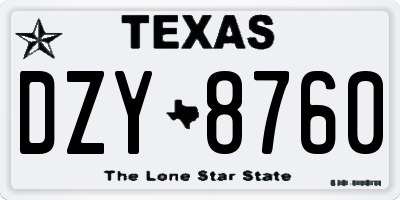 TX license plate DZY8760