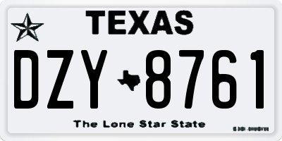 TX license plate DZY8761