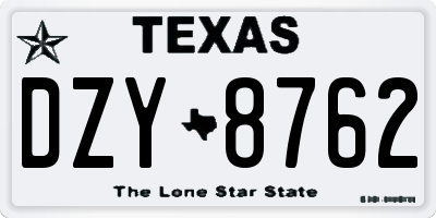 TX license plate DZY8762