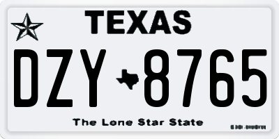 TX license plate DZY8765