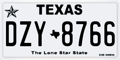 TX license plate DZY8766