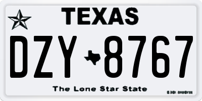 TX license plate DZY8767