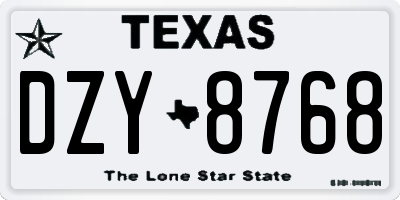 TX license plate DZY8768