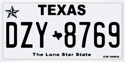 TX license plate DZY8769