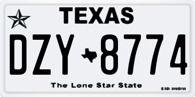 TX license plate DZY8774