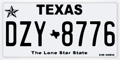 TX license plate DZY8776